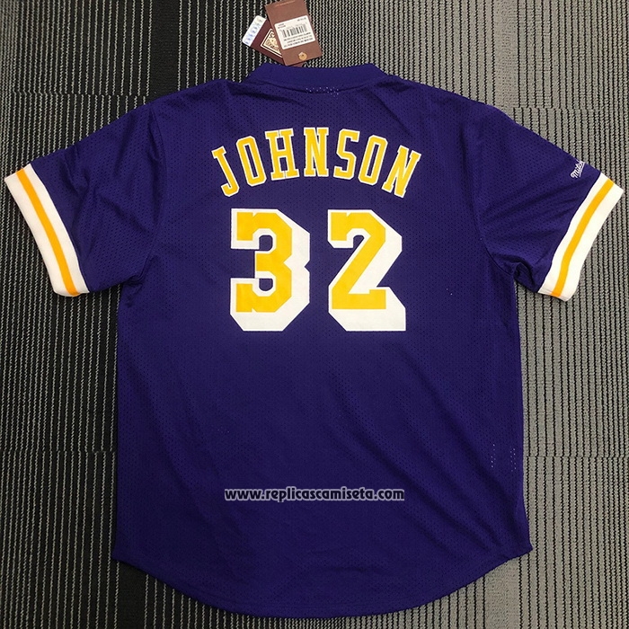 Camiseta Manga Corta Los Angeles Lakers Magic Johnson #32 Violeta